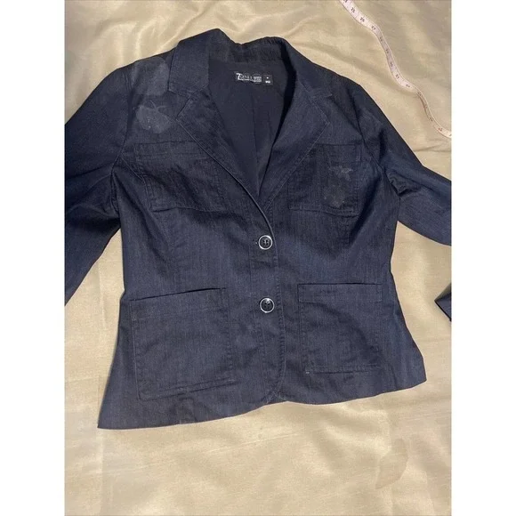 7th Avenue Design Studio New York & Co Blazer Jacket Women's Size M Blue Lined - Picture 10 of 12